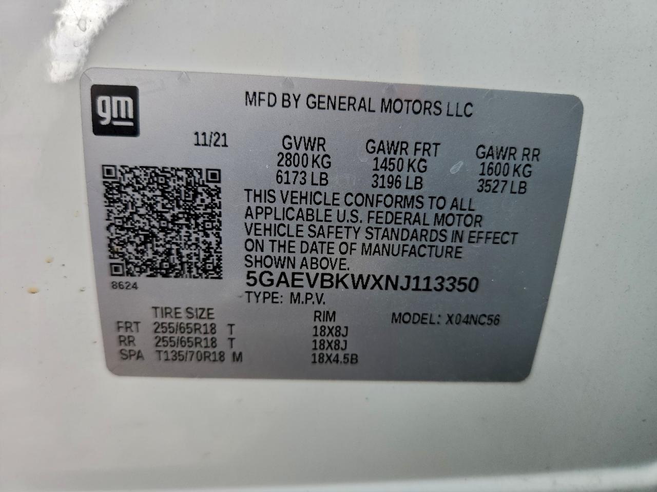 2022 Buick Enclave Premium VIN: 5GAEVBKWXNJ113350 Lot: 94477665