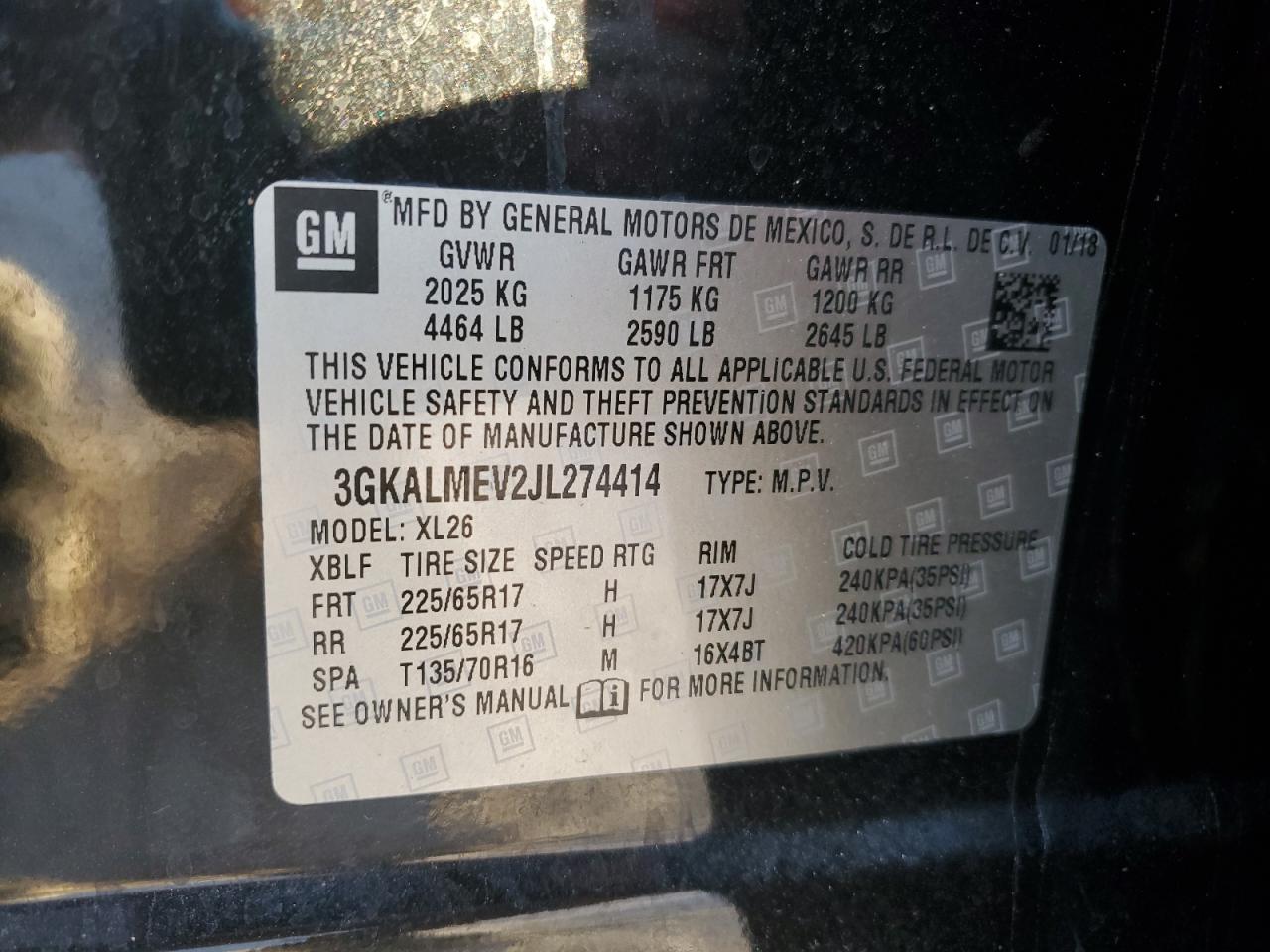 2018 GMC Terrain Sle VIN: 3GKALMEV2JL274414 Lot: 92139195