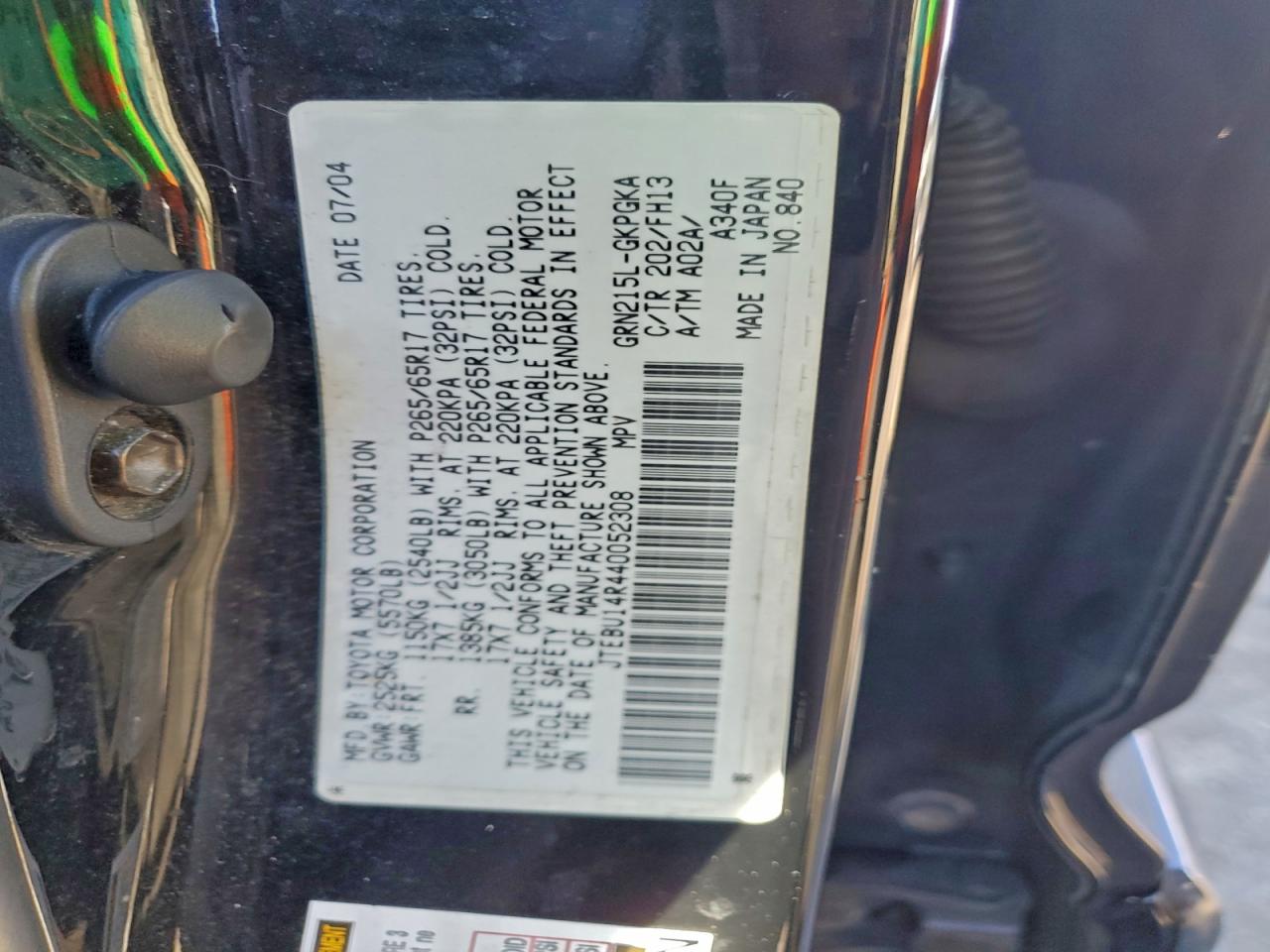 2004 Toyota 4Runner Sr5 VIN: JTEBU14R440052308 Lot: 94217675