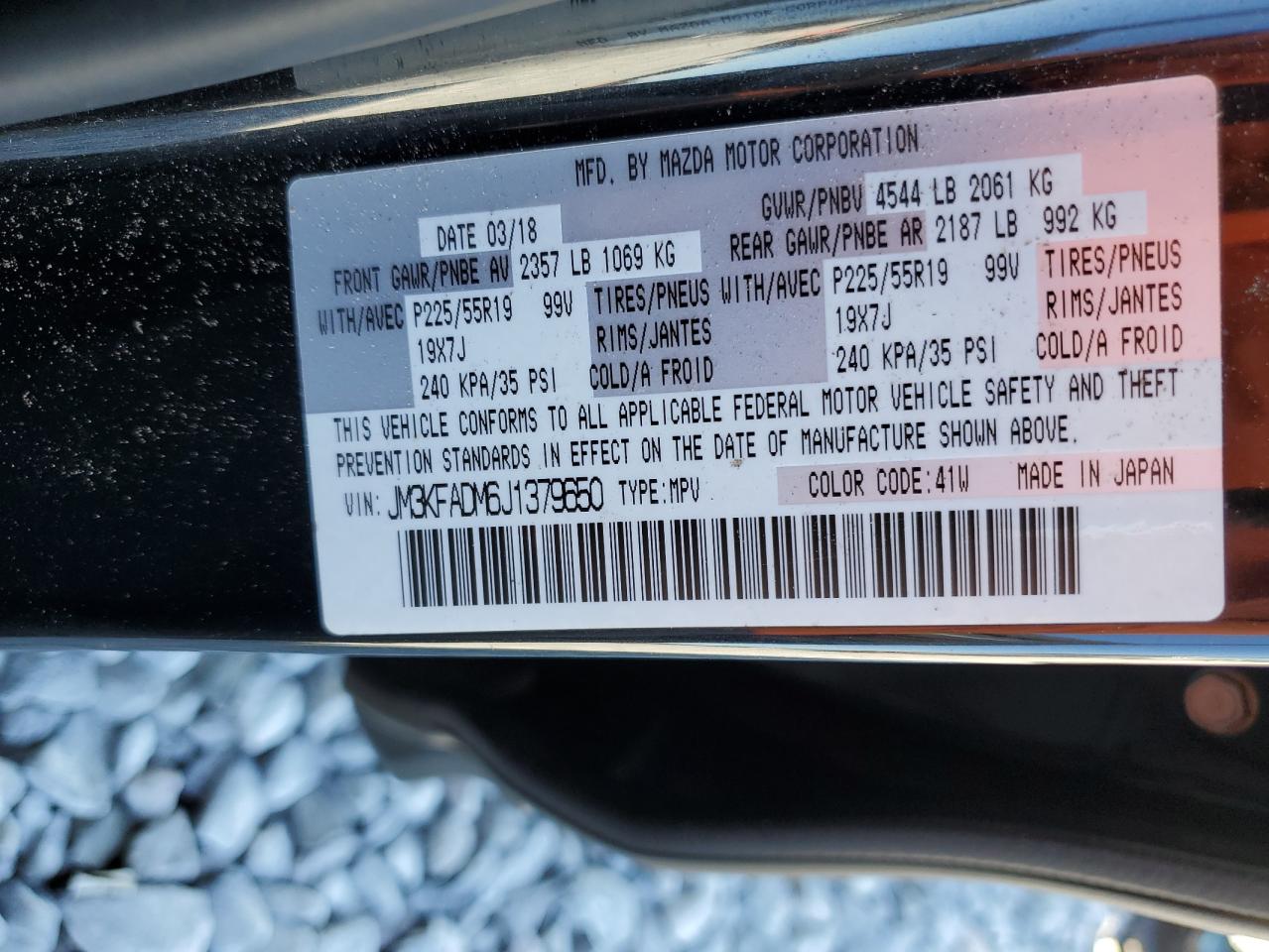 2018 Mazda Cx-5 Grand Touring VIN: JM3KFADM6J1379650 Lot: 91931055