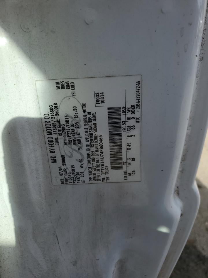 2004 Ford Ranger Super Cab VIN: 1FTYR14U74PB60465 Lot: 92725315