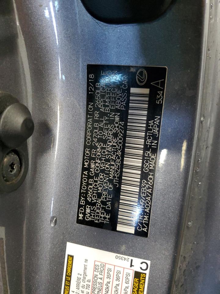 2019 Lexus Rc 350 VIN: JTHSZ5BC4K5009274 Lot: 91855135