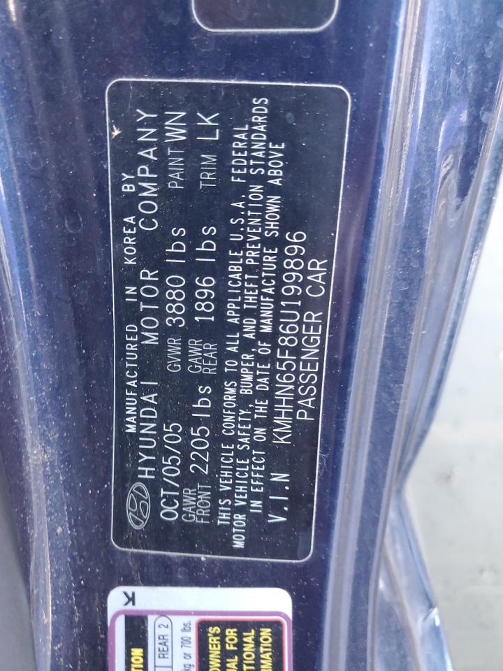 2006 Hyundai Tiburon Gt VIN: KMHHN65F86U199896 Lot: 93920465