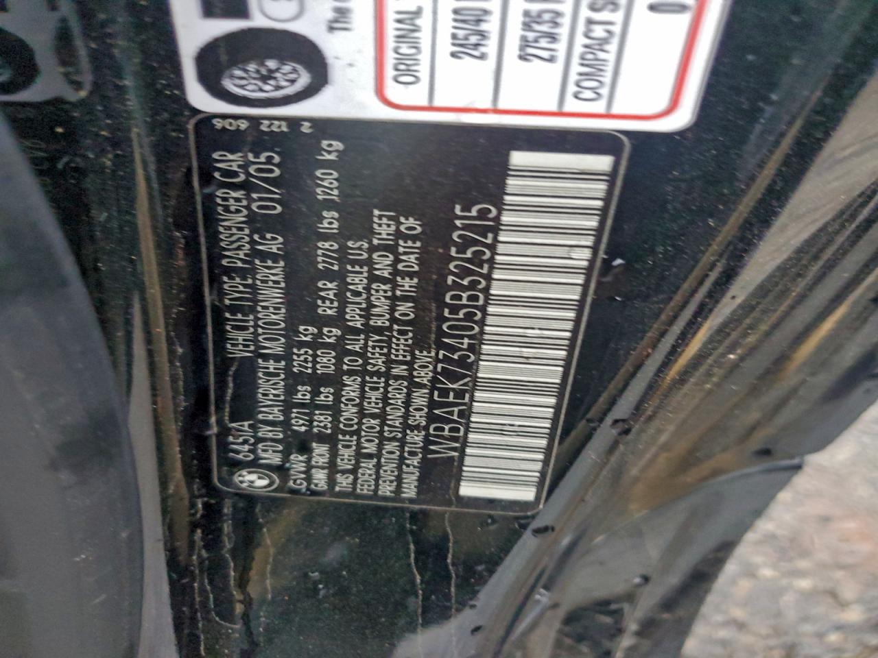 2005 BMW 645 Ci Automatic VIN: WBAEK73405B325215 Lot: 93490225