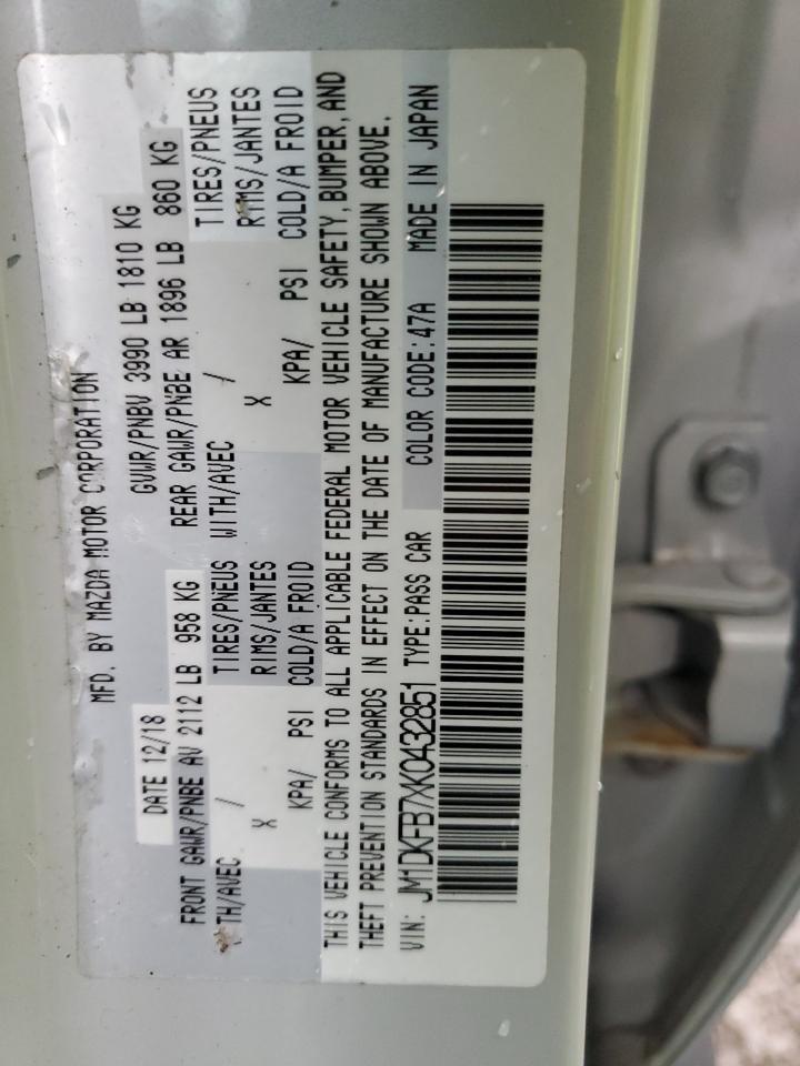 2019 Mazda Cx-3 Sport VIN: JM1DKFB7XK0432851 Lot: 85428565