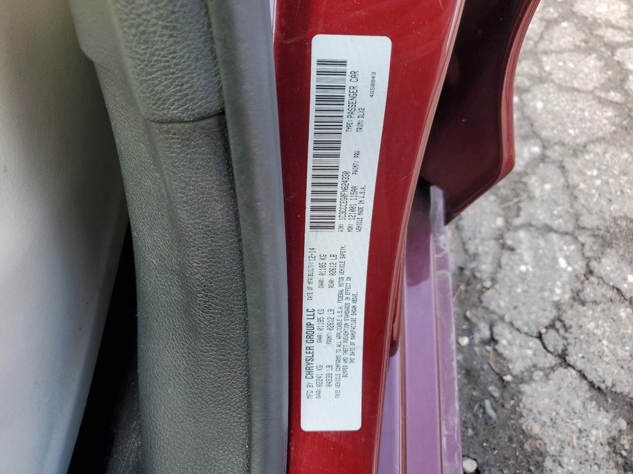 2015 Chrysler 200 C VIN: 1C3CCCEG0FN624330 Lot: 92374185