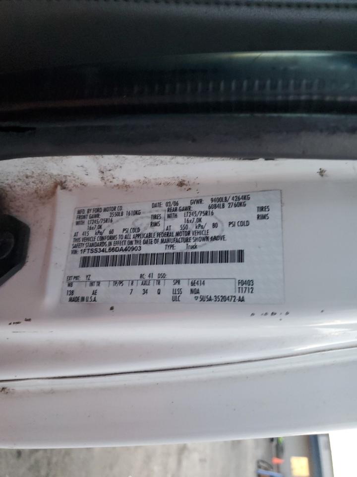 2006 Ford Econoline E350 Super Duty Van VIN: 1FTSS34L66DA40903 Lot: 92929655