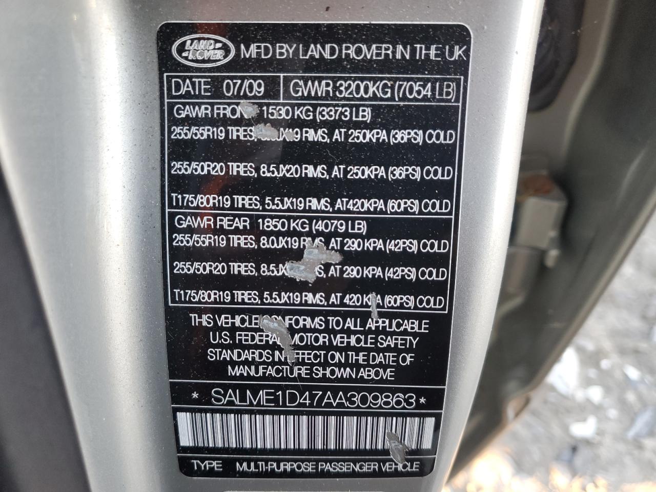 2010 Land Rover Range Rover Hse VIN: SALME1D47AA309863 Lot: 91411745