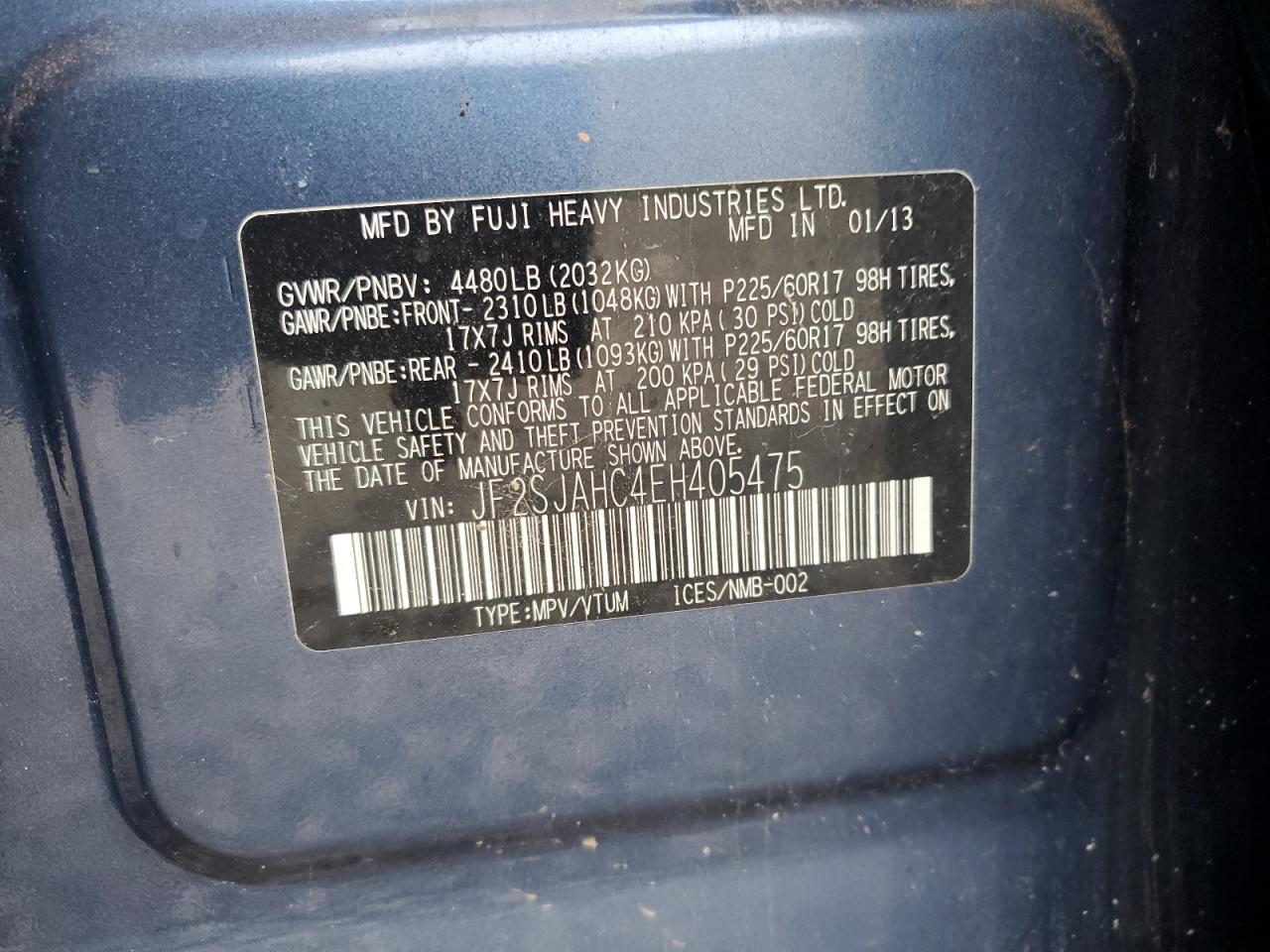 2014 Subaru Forester 2.5I Limited VIN: JF2SJAHC4EH405475 Lot: 91648265