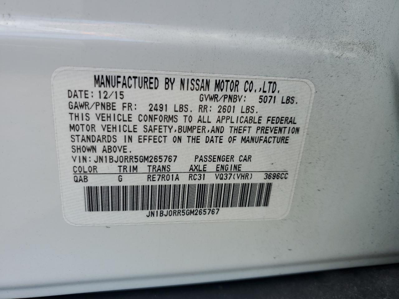 2016 Infiniti Qx50 VIN: JN1BJ0RR5GM265767 Lot: 92111295