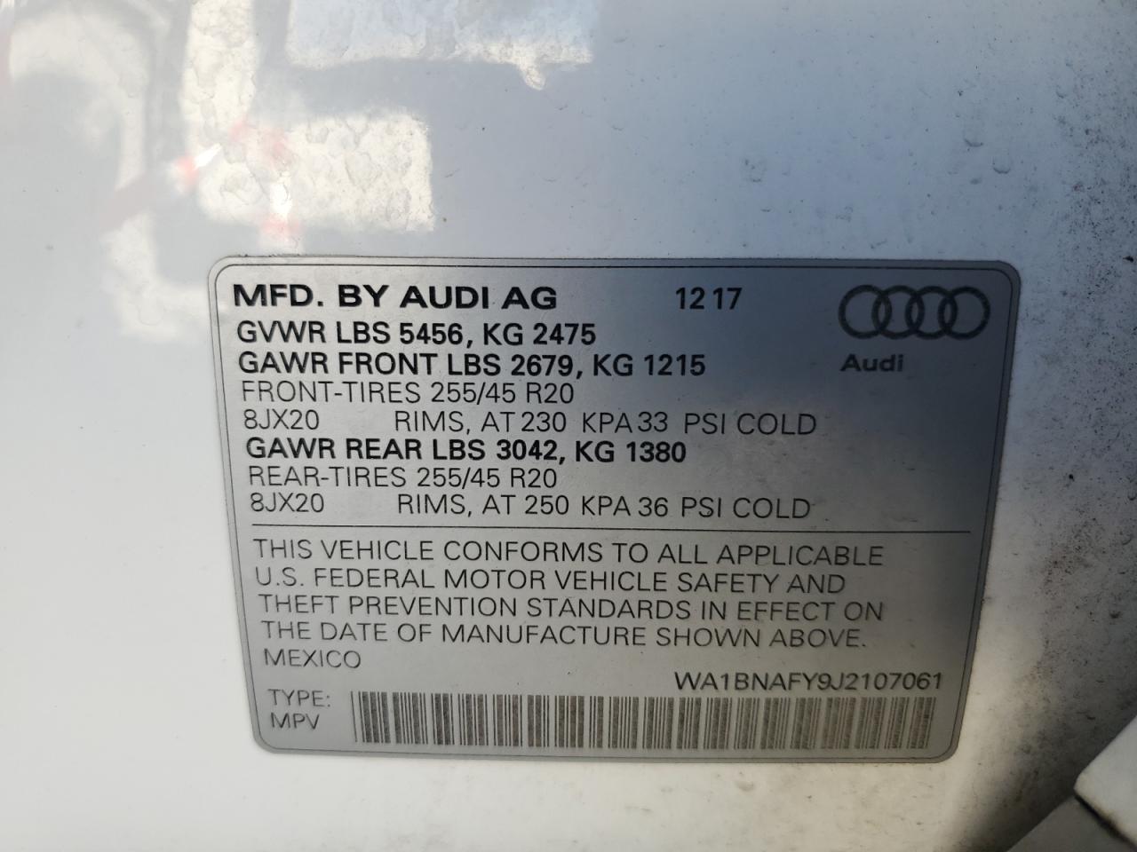 2018 Audi Q5 Premium Plus VIN: WA1BNAFY9J2107061 Lot: 93134995