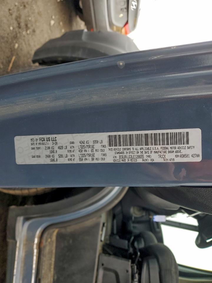 2020 Ram Promaster 3500 3500 High VIN: 3C6URVJG3LE128655 Lot: 90104595