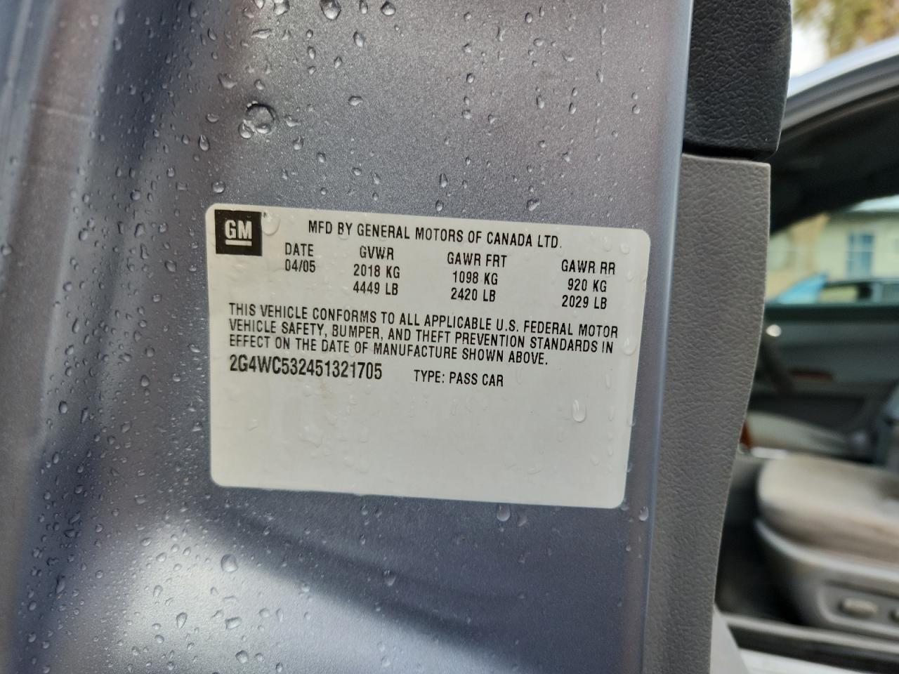 2005 Buick Lacrosse Cx VIN: 2G4WC532451321705 Lot: 93017025