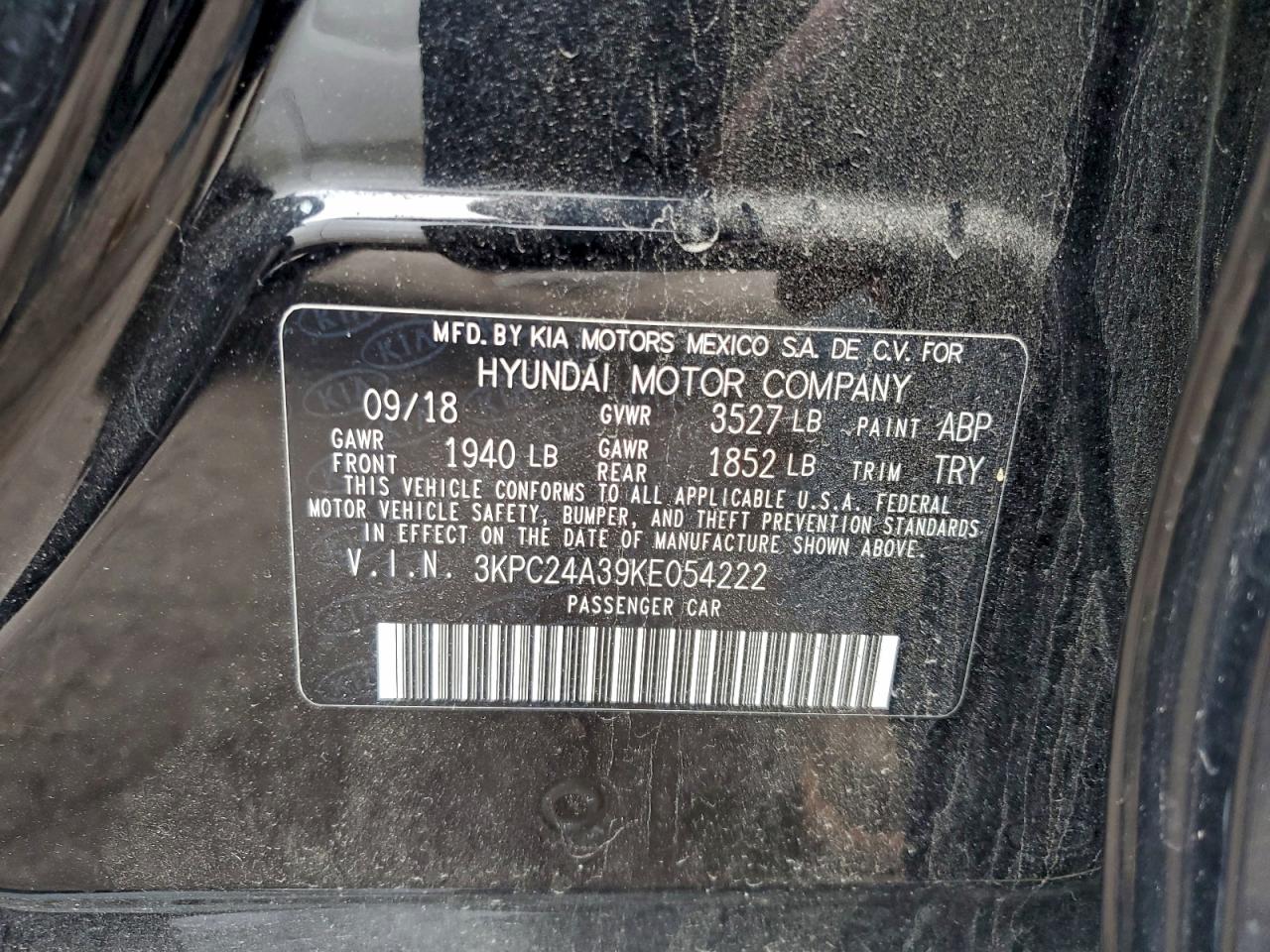 2019 Hyundai Accent Se VIN: 3KPC24A39KE054222 Lot: 94330415