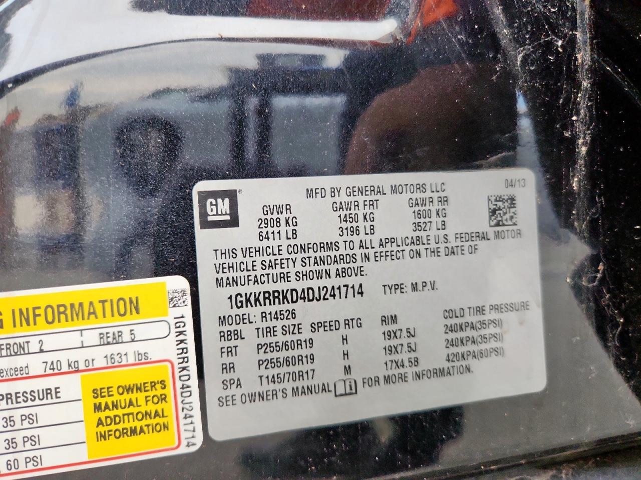 2013 GMC Acadia Slt-1 VIN: 1GKKRRKD4DJ241714 Lot: 91076795