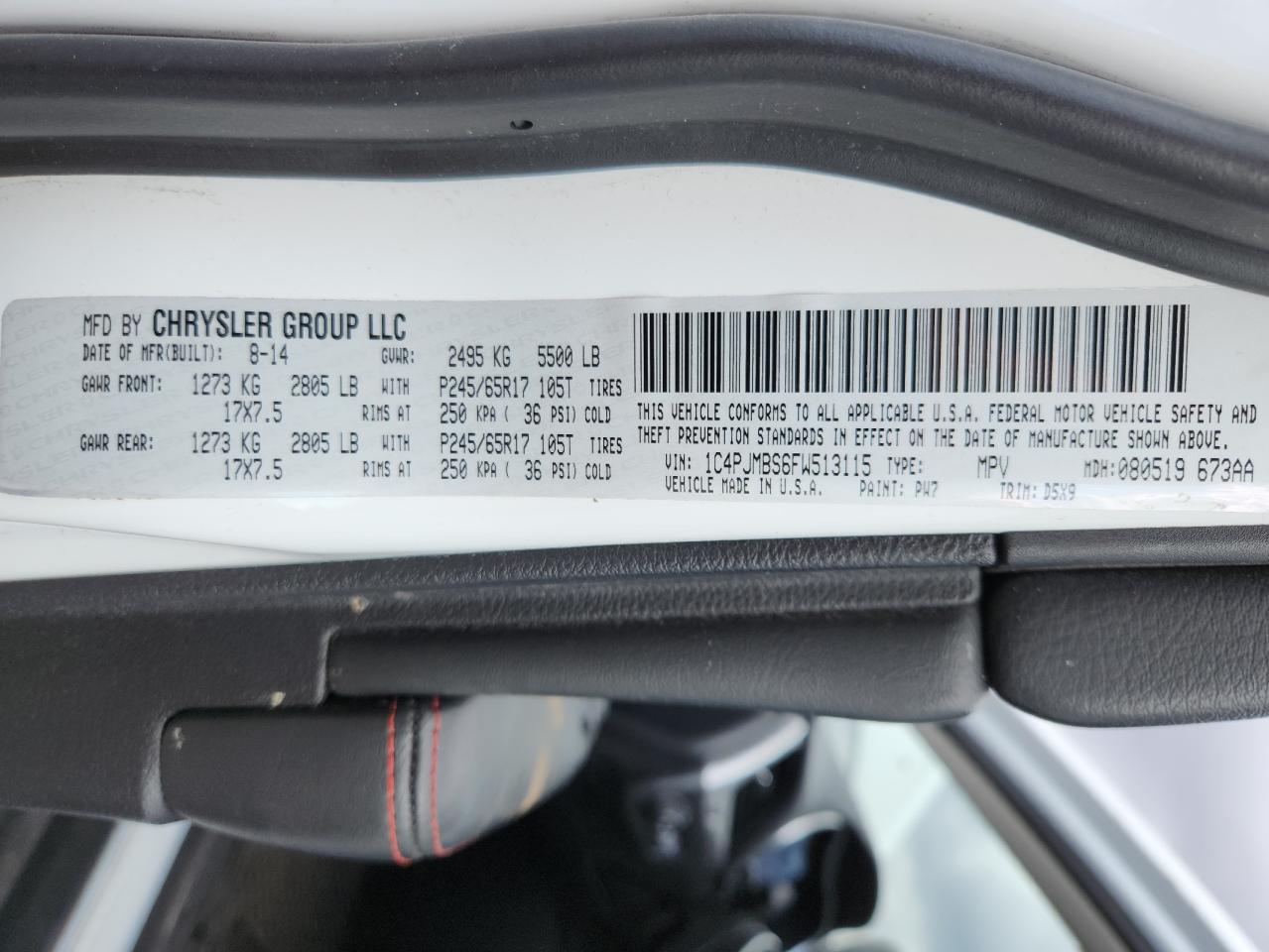 2015 Jeep Cherokee Trailhawk VIN: 1C4PJMBS6FW513115 Lot: 93282285