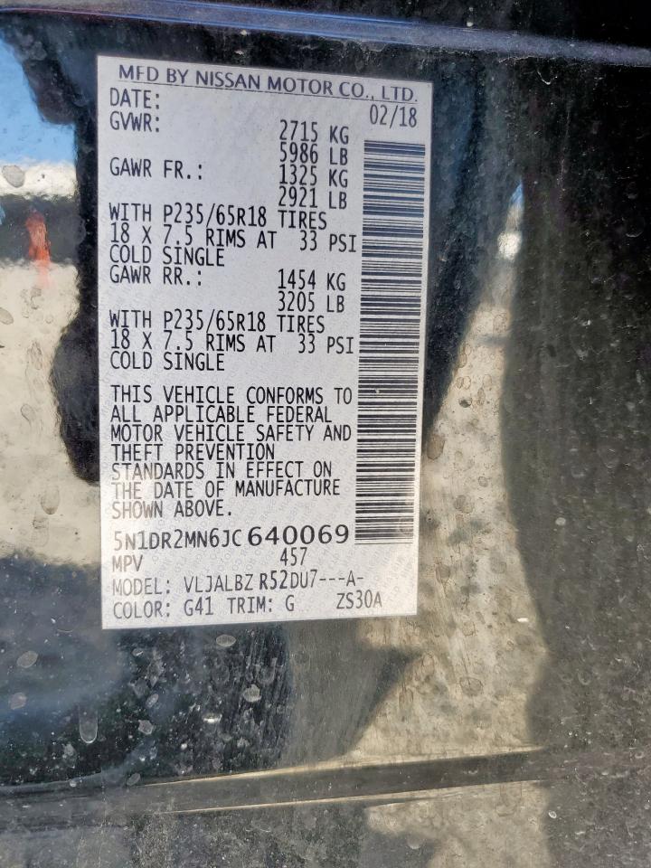 2018 Nissan Pathfinder S VIN: 5N1DR2MN6JC640069 Lot: 92322075