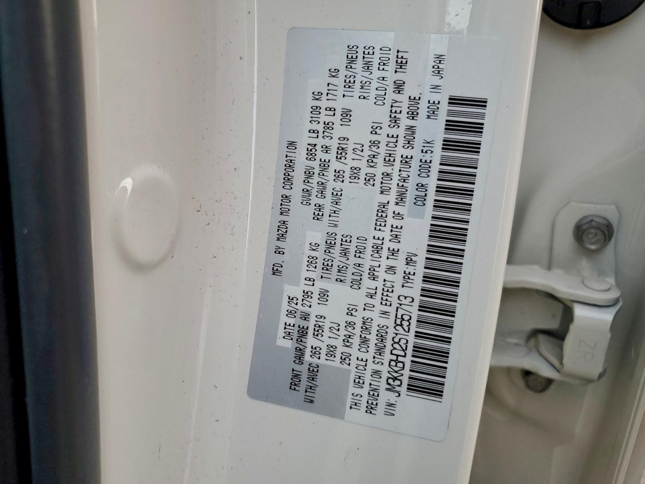 2025 Mazda Cx-90 Preferred VIN: JM3KKBHD2S1255713 Lot: 93666395