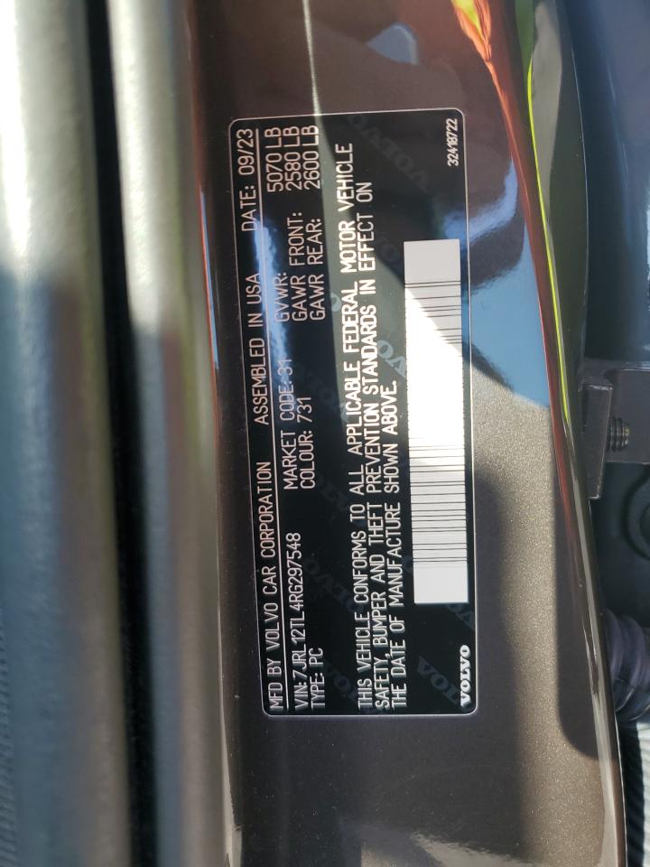 2024 Volvo S60 Plus VIN: 7JRL12TL4RG297548 Lot: 93070845