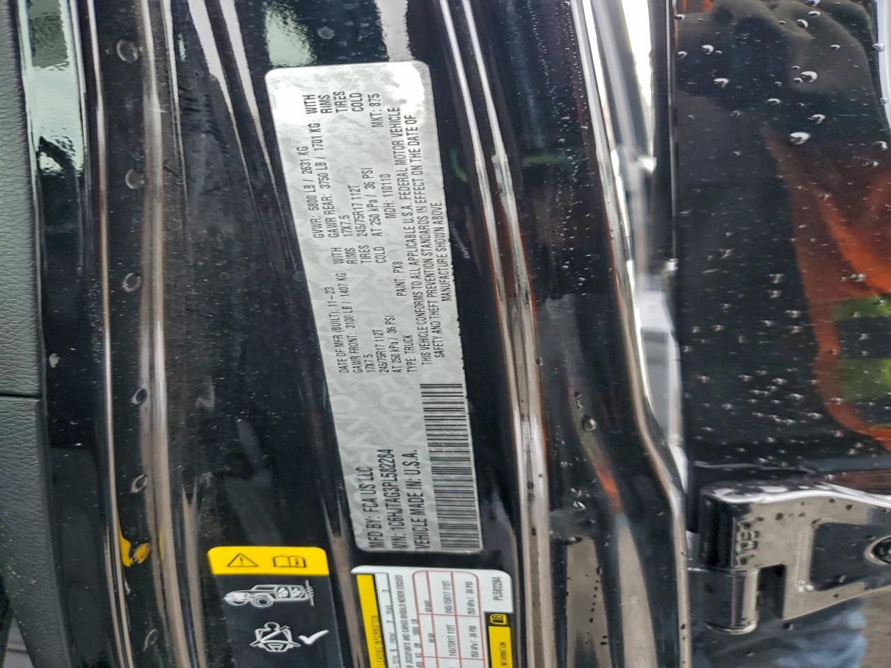 2023 Jeep Gladiator Sport VIN: 1C6HJTAG3PL582284 Lot: 93620035