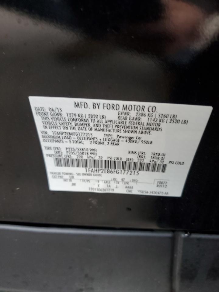 2015 Ford Taurus Sel VIN: 1FAHP2E86FG177215 Lot: 93530465