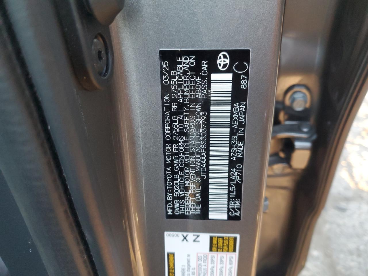 2025 Toyota Crown Xle VIN: JTDAAAAF8S3037793 Lot: 91103655