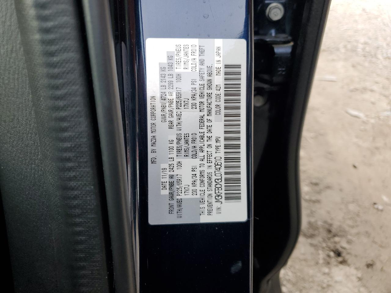 2020 Mazda Cx-5 Touring VIN: JM3KFBCM3L0740610 Lot: 91120105