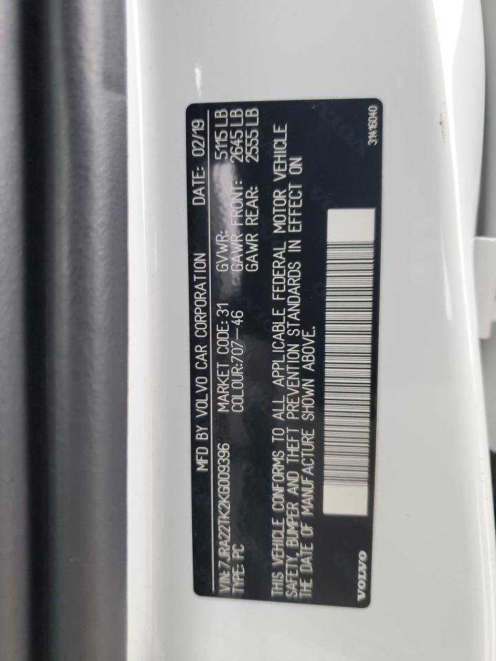 2019 Volvo S60 T6 Momentum VIN: 7JRA22TK2KG009396 Lot: 92057395