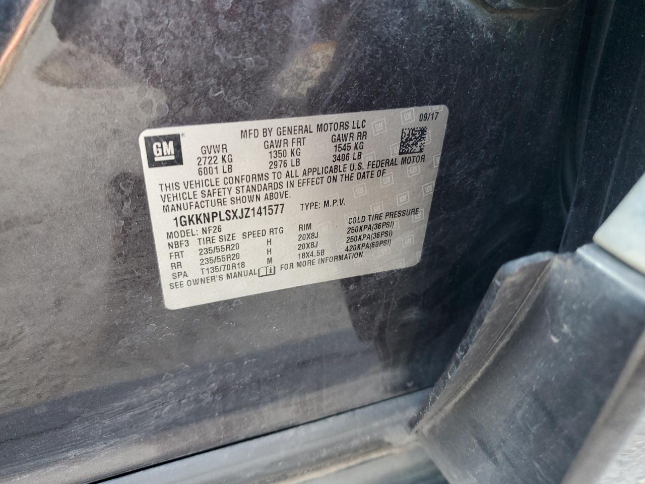 2018 GMC Acadia Denali VIN: 1GKKNPLSXJZ141577 Lot: 92833565