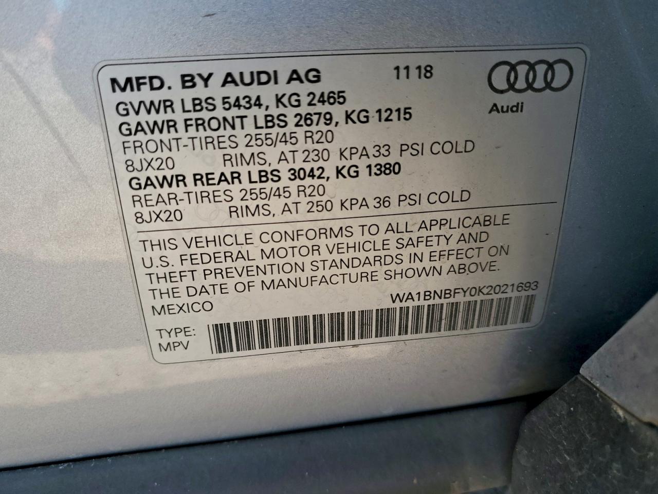 2019 Audi Q5 Premium Plus VIN: WA1BNBFY0K2021693 Lot: 94200345