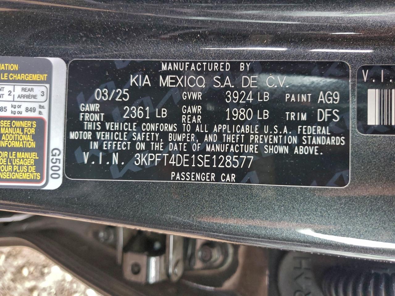 2025 Kia K4 Lx VIN: 3KPFT4DE1SE128577 Lot: 93004675