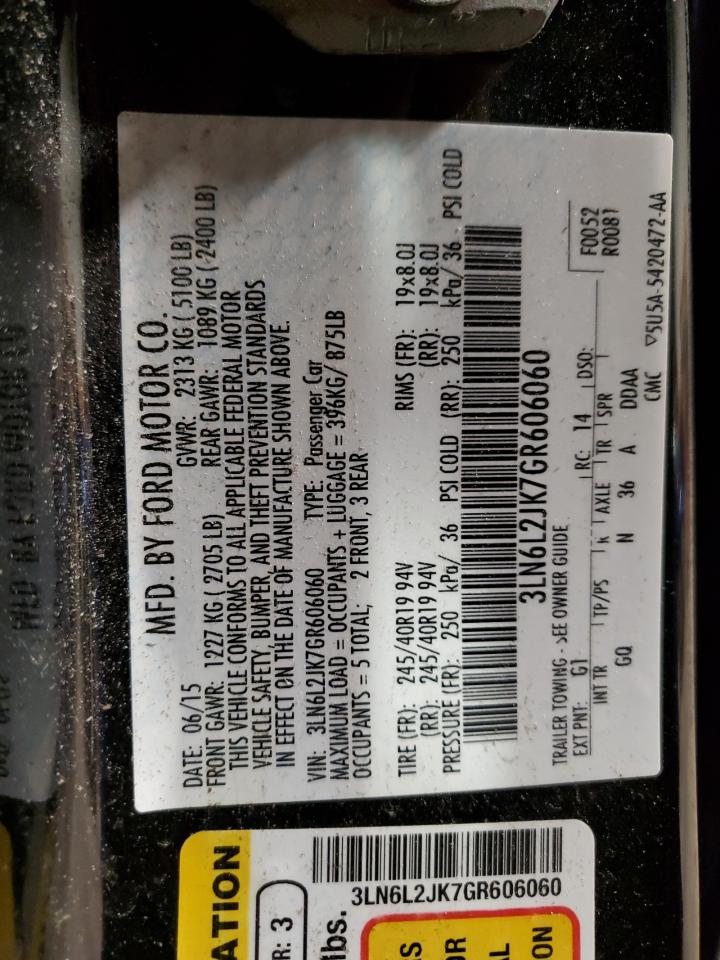 2016 Lincoln Mkz VIN: 3LN6L2JK7GR606060 Lot: 92892715