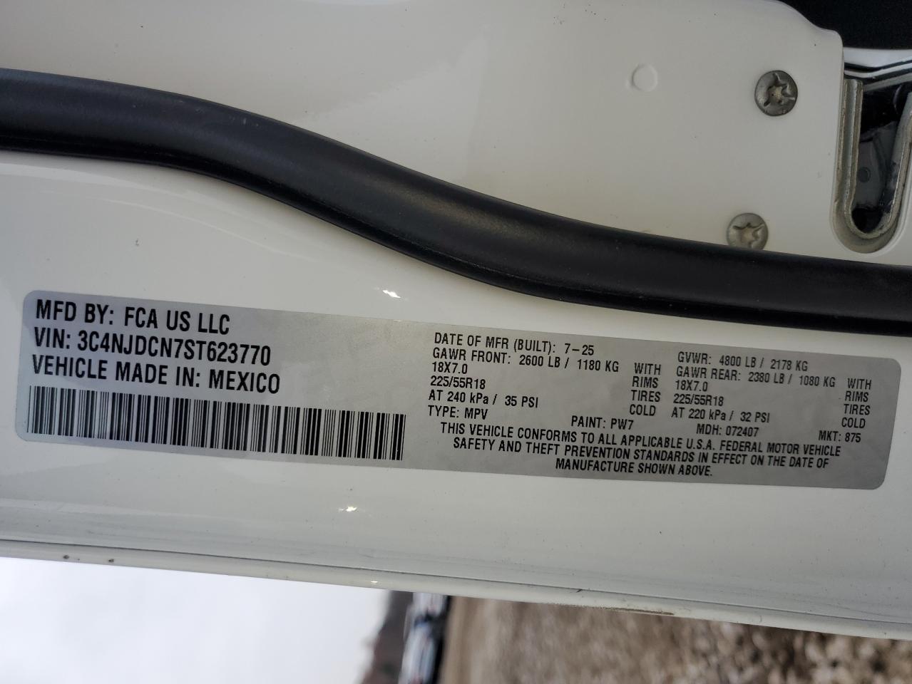 2025 Jeep Compass Limited VIN: 3C4NJDCN7ST623770 Lot: 94070795