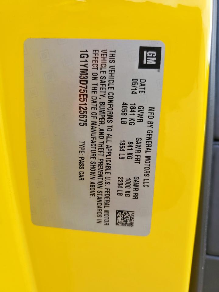 2014 Chevrolet Corvette Stingray Z51 3Lt VIN: 1G1YM3D75E5125675 Lot: 93190745