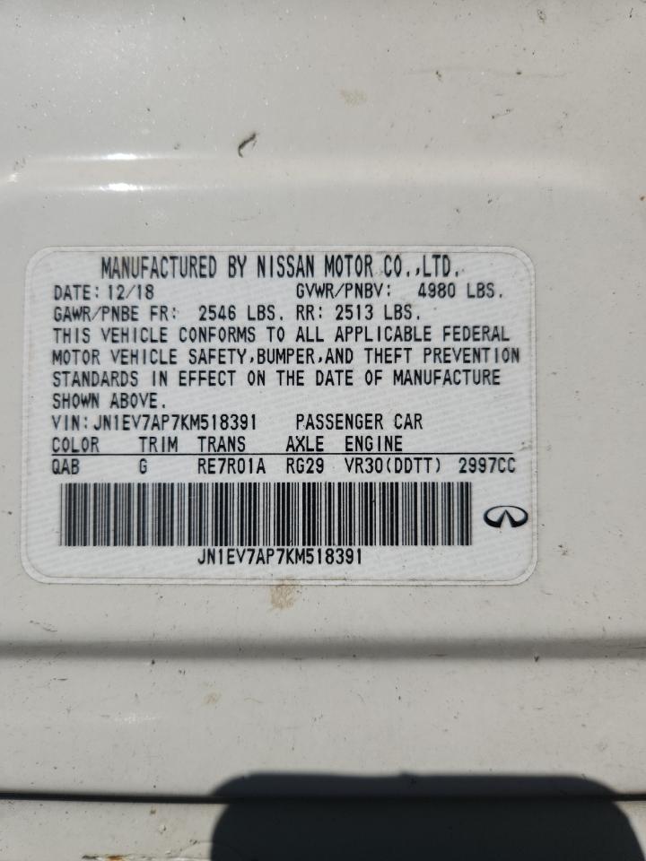 2019 Infiniti Q50 Luxe VIN: JN1EV7AP7KM518391 Lot: 91483875