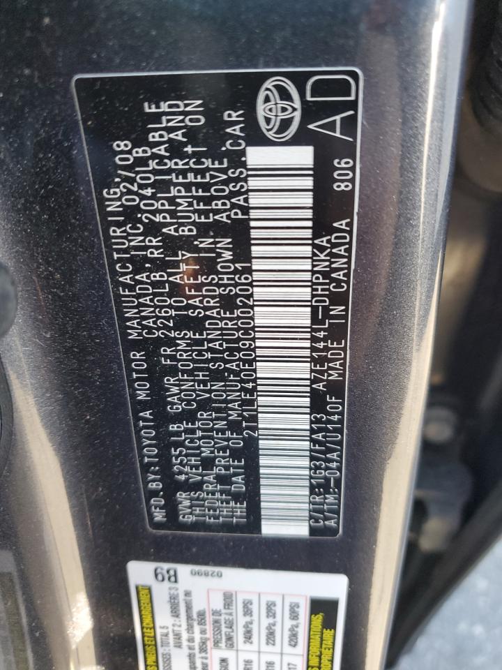 2009 Toyota Corolla Matrix S VIN: 2T1LE40E09C002061 Lot: 92811595