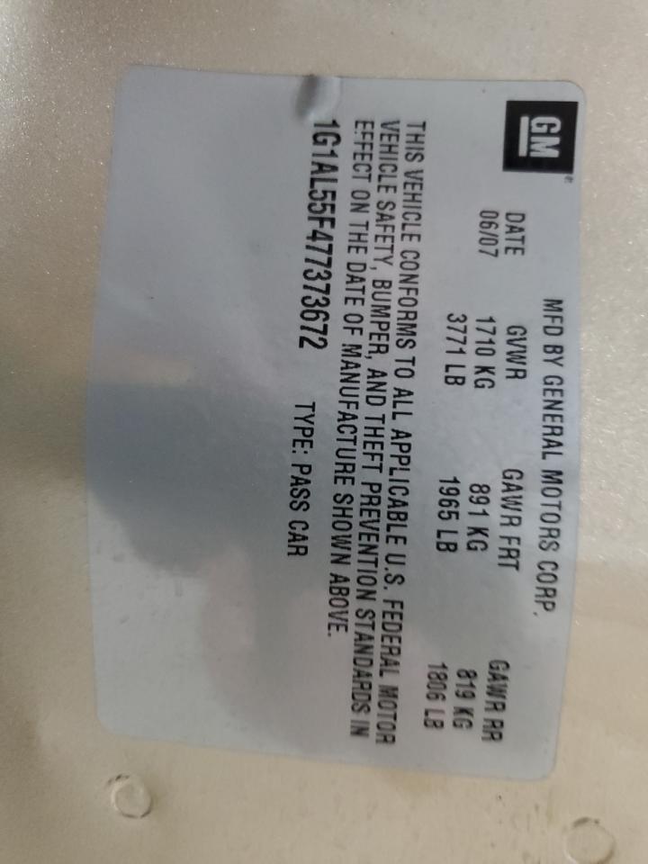 2007 Chevrolet Cobalt Lt VIN: 1G1AL55F477373672 Lot: 91569005