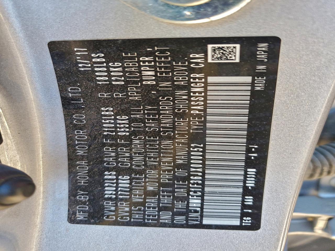 2018 Honda Civic Ex VIN: JHMFC1F36JX000052 Lot: 94450285