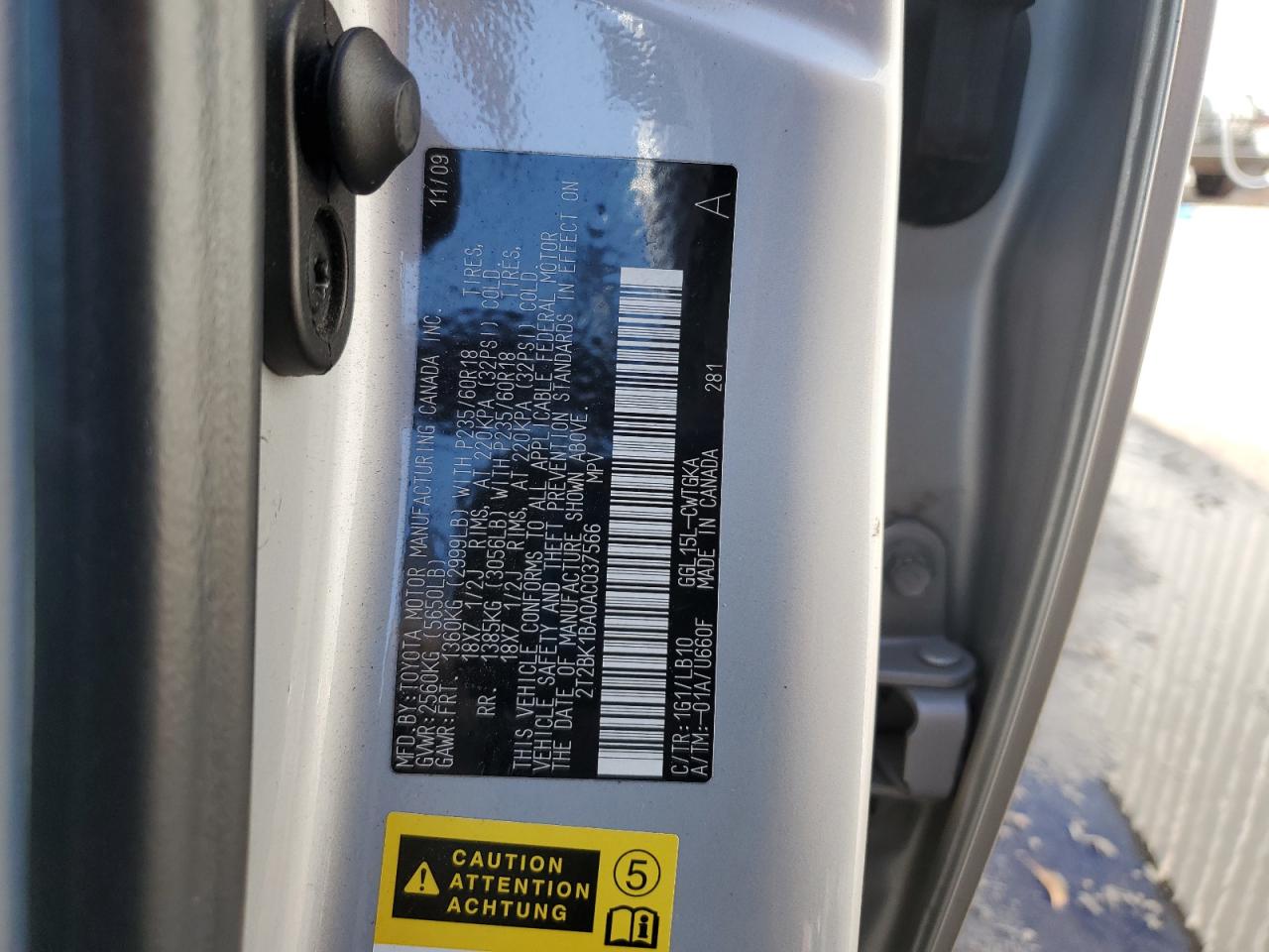 2010 Lexus Rx 350 VIN: 2T2BK1BA0AC037566 Lot: 91868955