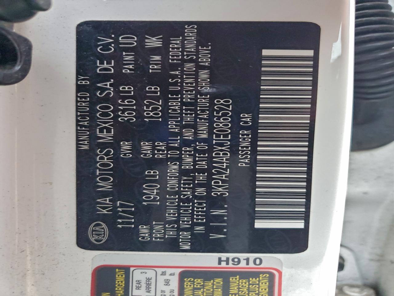 2018 Kia Rio Lx VIN: 3KPA24ABXJE086528 Lot: 93879275