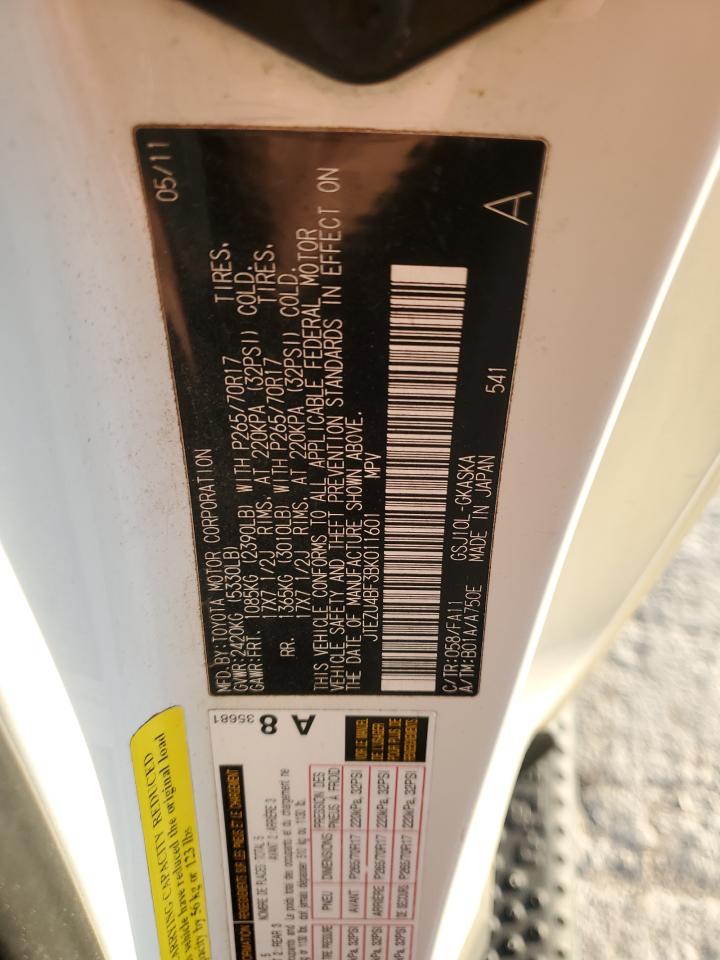 2011 Toyota Fj Cruiser VIN: JTEZU4BF3BK011601 Lot: 93285585