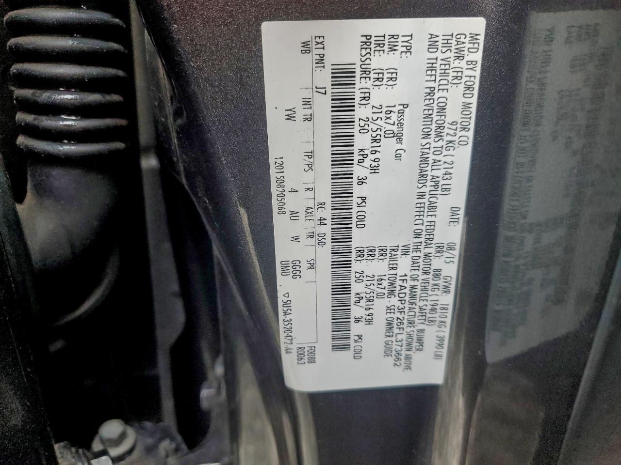 2015 Ford Focus Se VIN: 1FADP3F26FL373662 Lot: 94735565