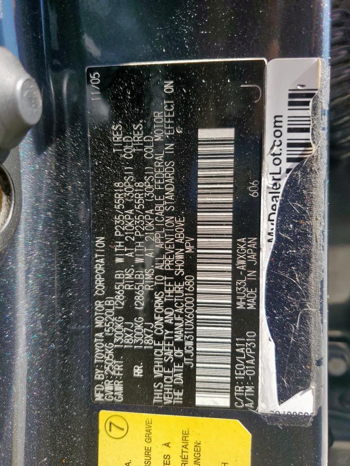 2006 Lexus Rx 400 VIN: JTJGW31UX60001680 Lot: 91690135