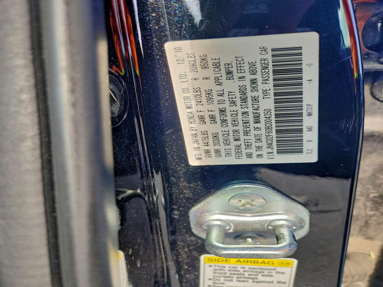 2011 Acura Tsx VIN: JH4CU2F60BC004350 Lot: 94178895