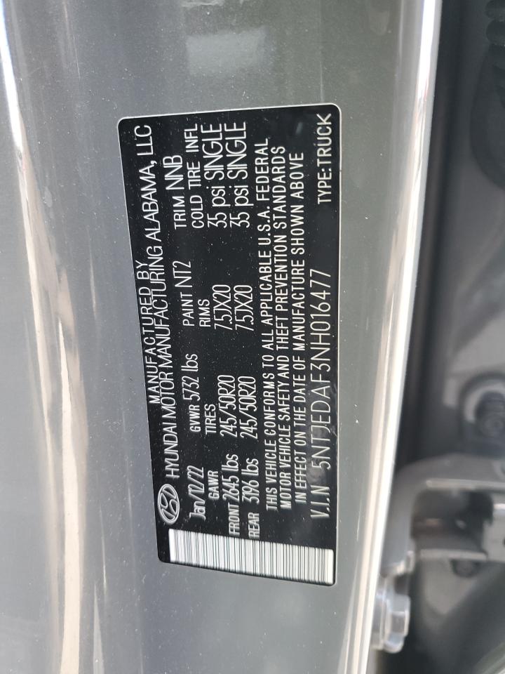 2022 Hyundai Santa Cruz Limited VIN: 5NTJEDAF3NH016477 Lot: 93547465