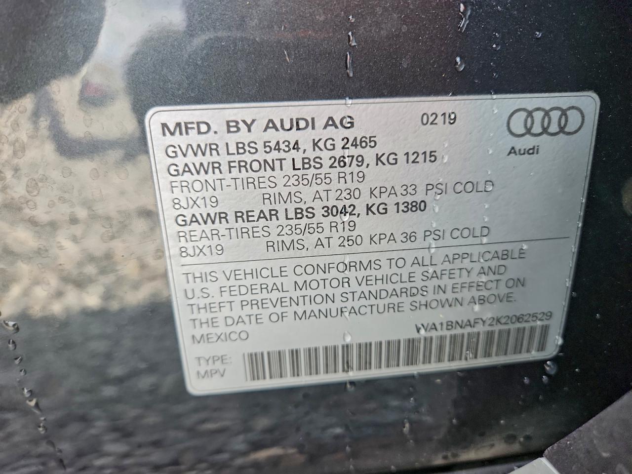 2019 Audi Q5 Premium Plus VIN: WA1BNAFY2K2062529 Lot: 94327715