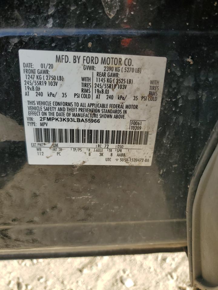 2020 Ford Edge Titanium VIN: 2FMPK3K93LBA55966 Lot: 90975155