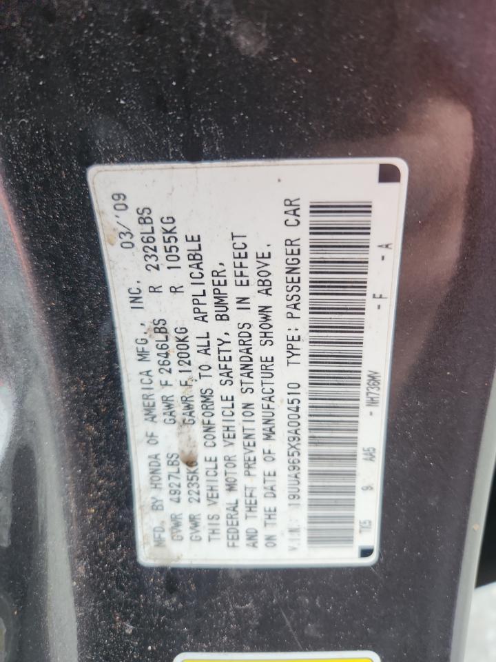 2009 Acura Tl VIN: 19UUA965X9A004510 Lot: 92157375