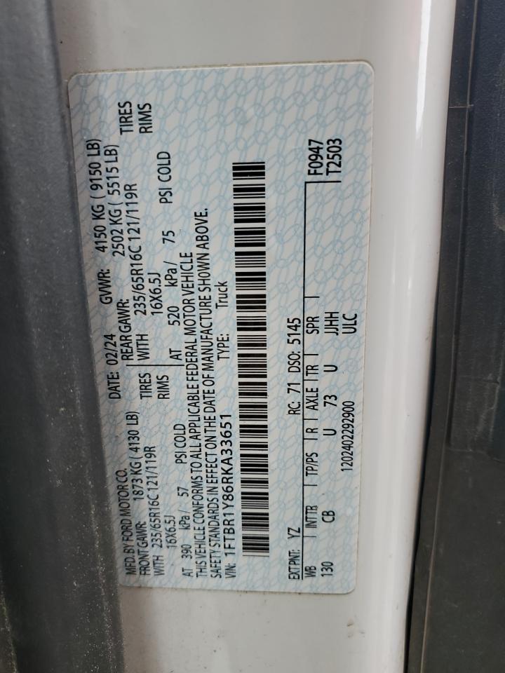 2024 Ford Transit T-250 VIN: 1FTBR1Y86RKA33651 Lot: 93312965