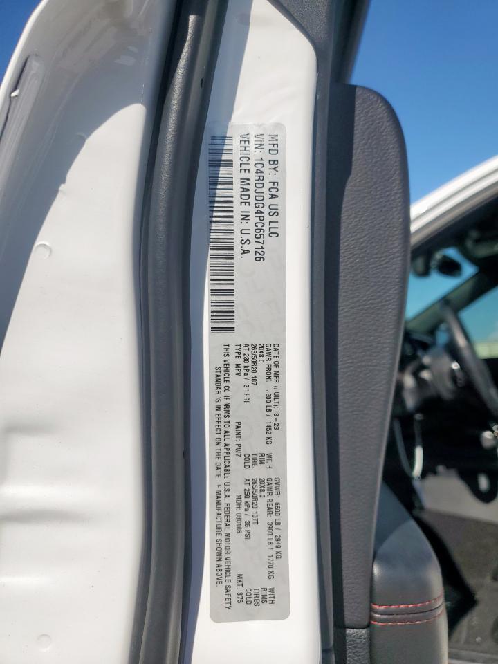 2023 Dodge Durango Gt VIN: 1C4RDJDG4PC657126 Lot: 92515495